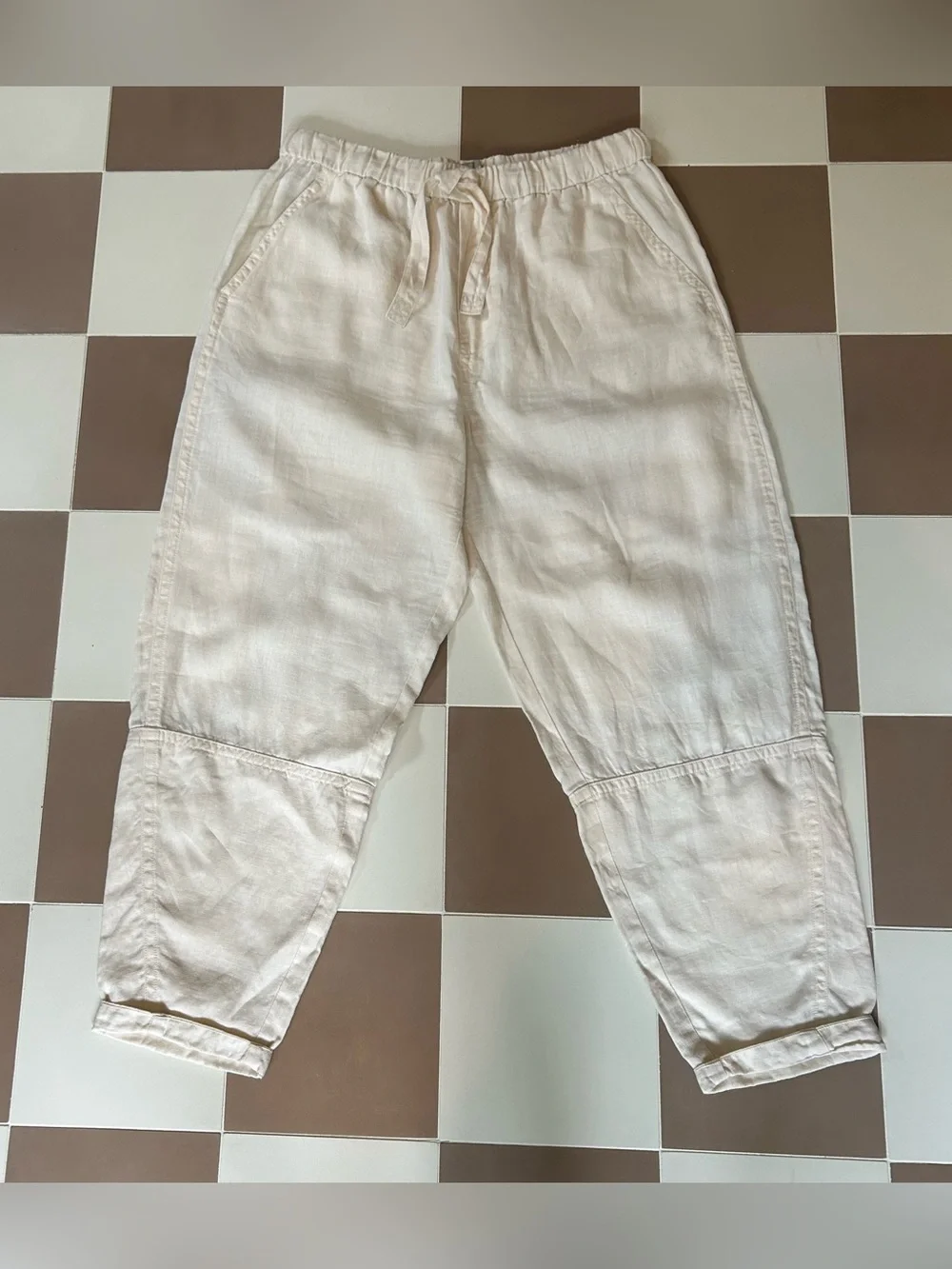 Everlane The Linen Pull-On Barrel Pant Natural Linen Size L